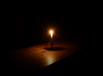 Lit candle inside Fort George, Niagara-on-the-Lake